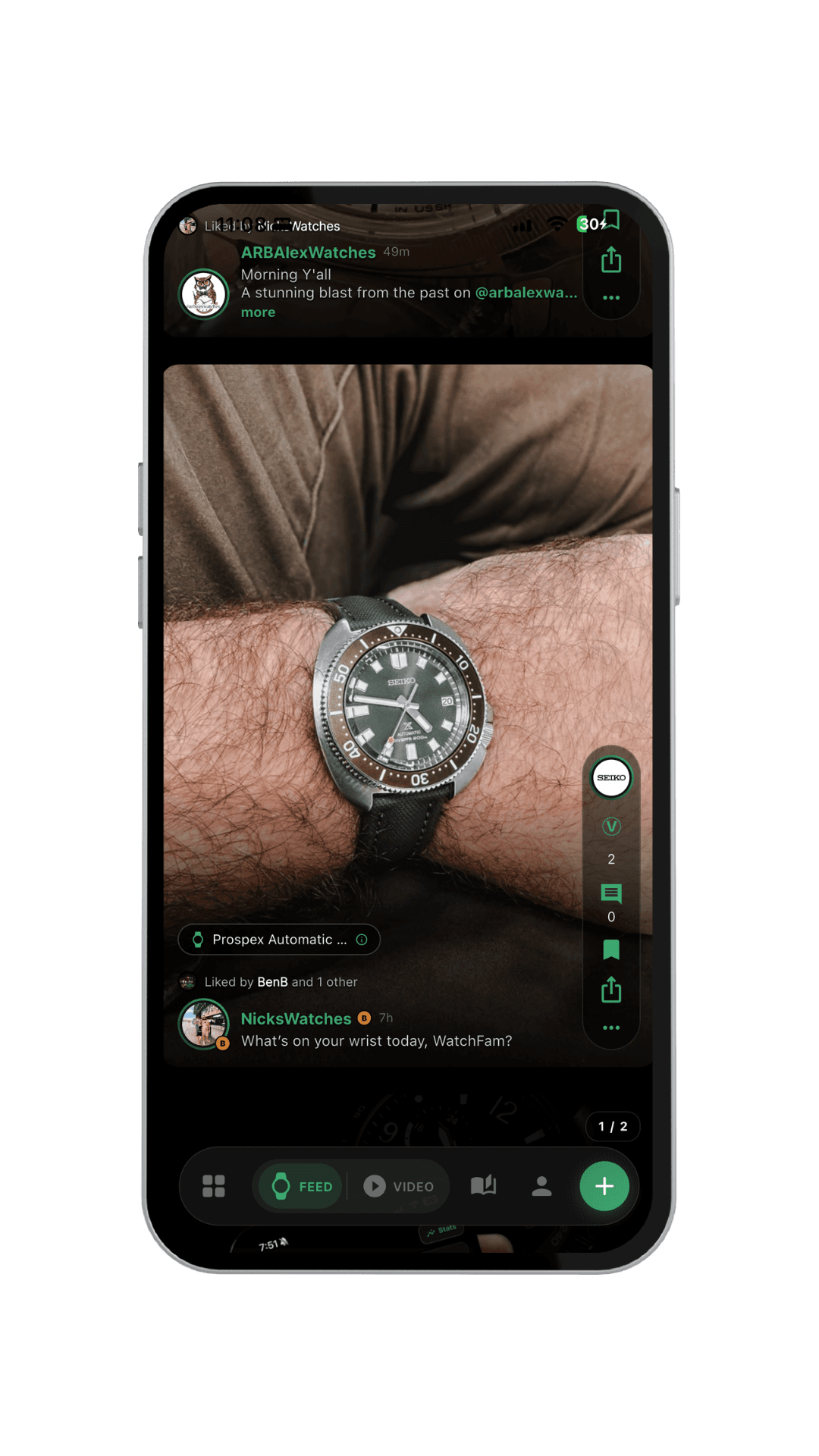 The Veloce watch community feed