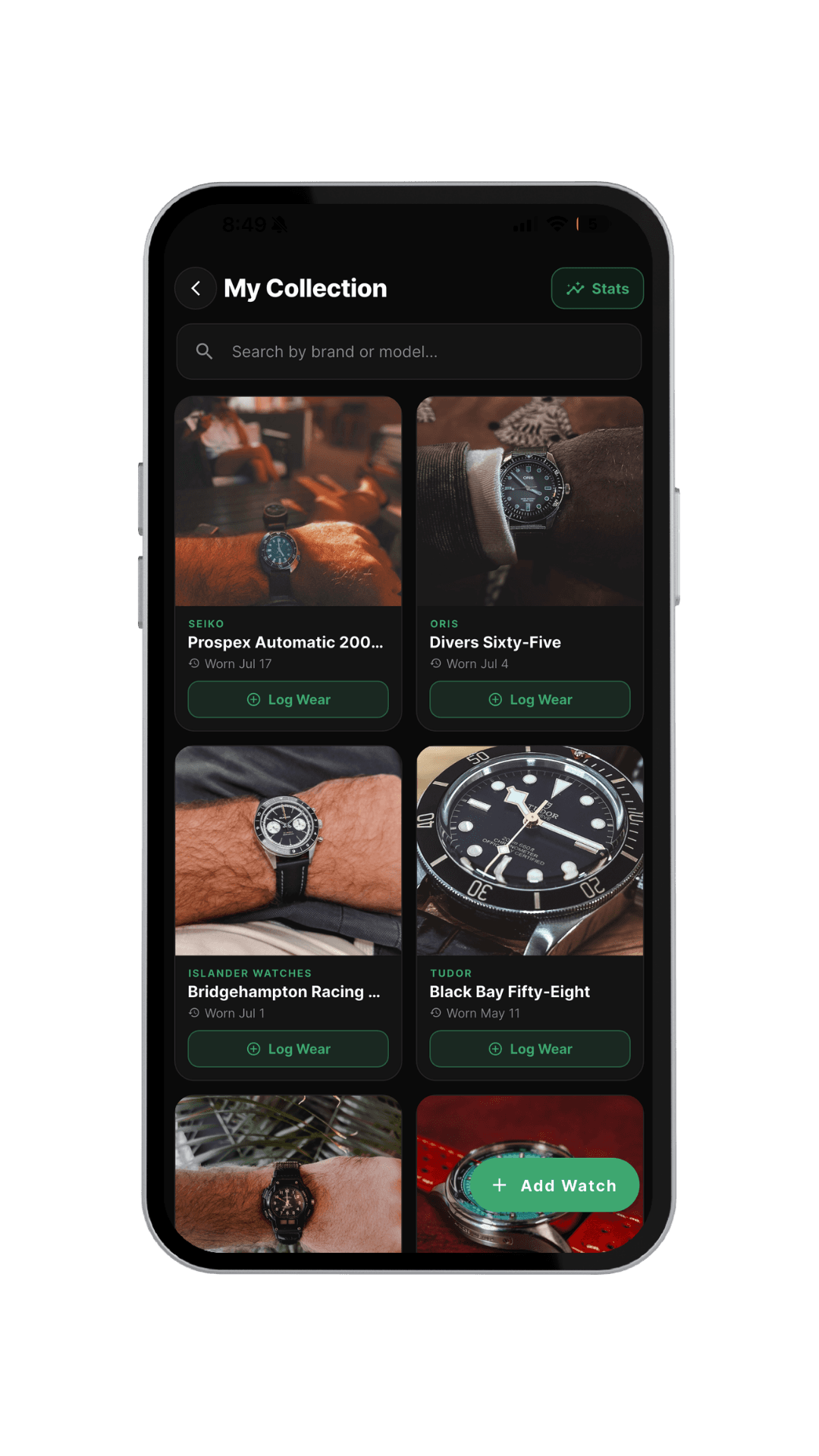 The My Collection screen in the Veloce app